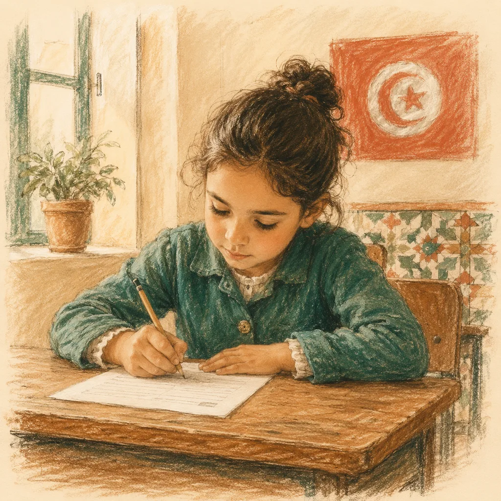 تلميذ يجري اختبارًا تشخيصيًا على مكتبه